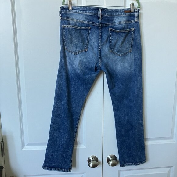 Anthropologie Picro Slim Straight Jeans Womens 32 Distressed Blue Stretch - Picture 4 of 9